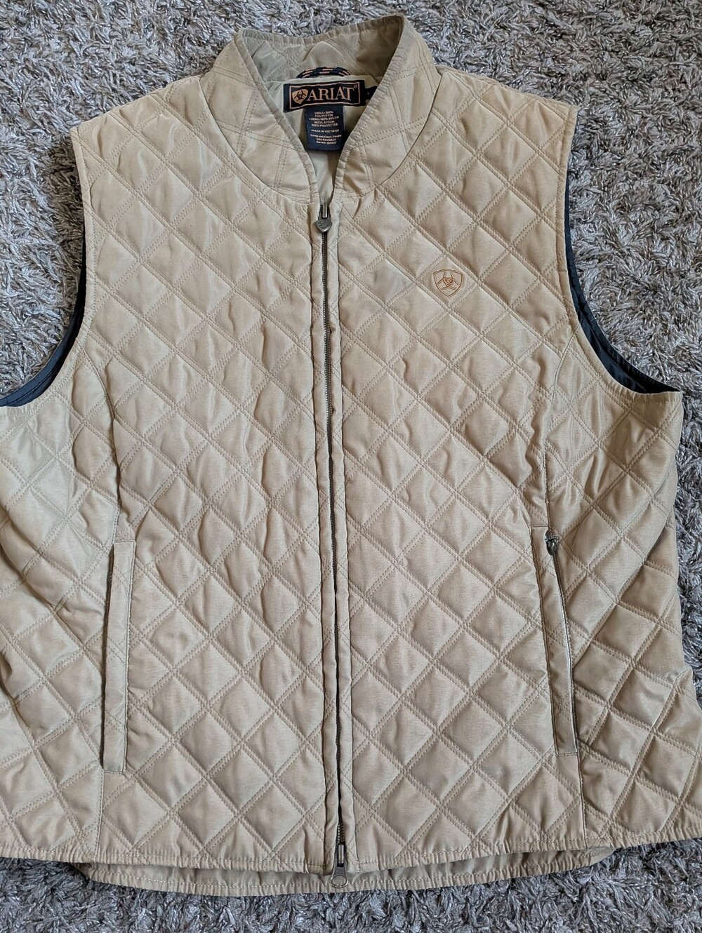 Ariat Tan Brown Insulated Sleeveless Full Zip Quilted Vest Women's L